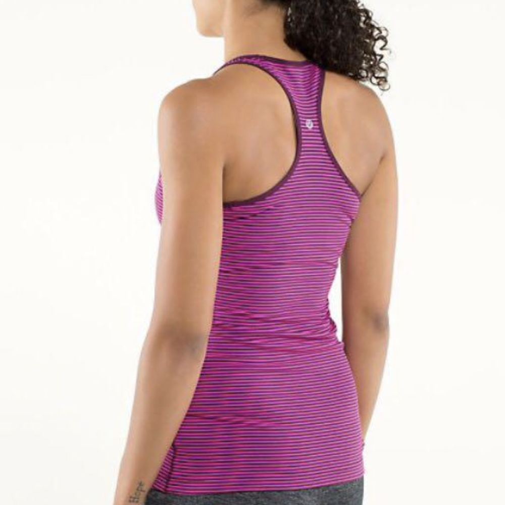 Lululemon Cool Racerback Hyper Stripe Raspberry Glo Light / Plum